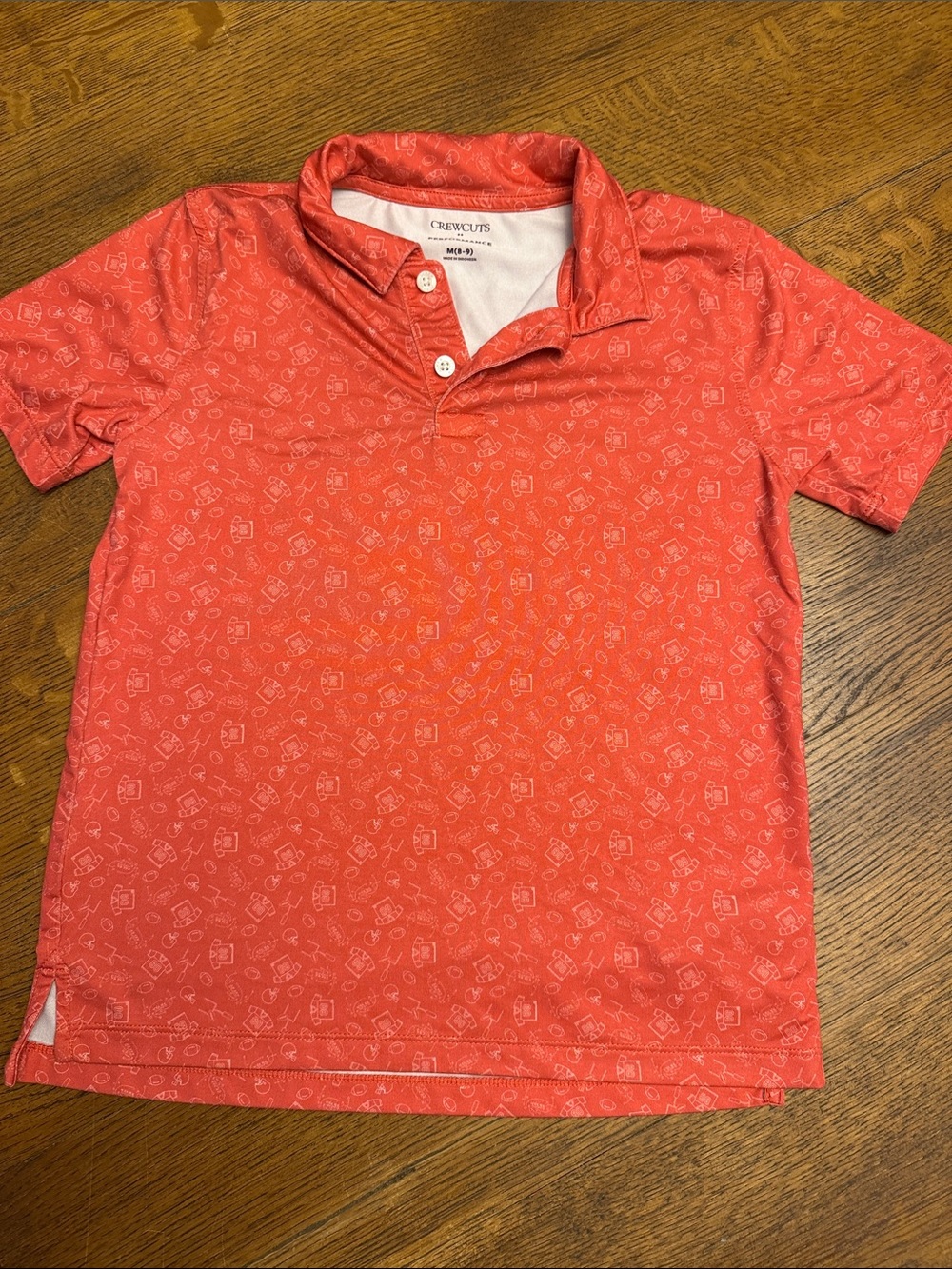 Crewcuts Coral-Red Printed Short Sleeve Polo